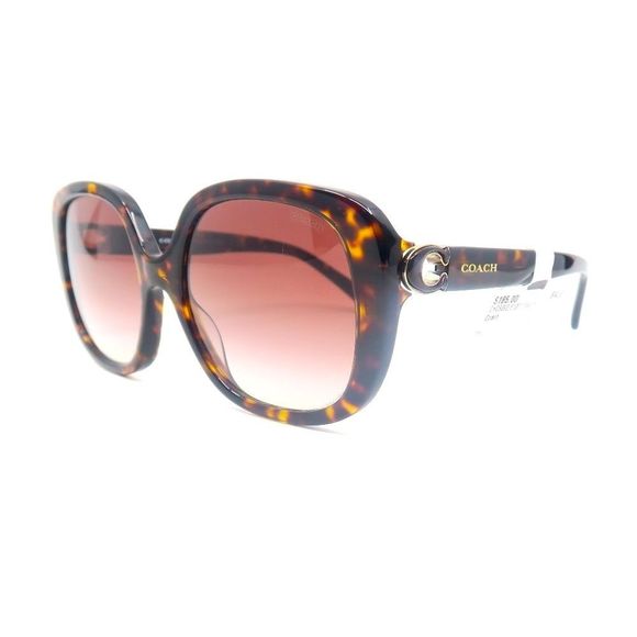COACH HC8292 5120/13 New Dark Tortoise/Brown Gradient Women's Square Sunglasses - Picture 2 of 8